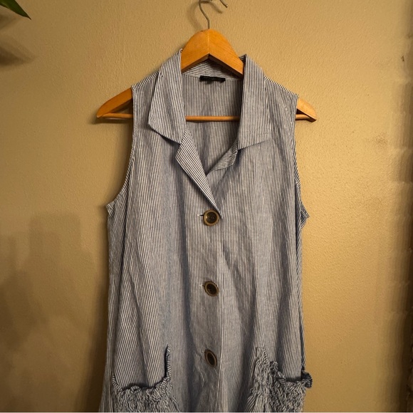 FOR CUNTHIA Linen Blend Button-Down Dress - Picture 4 of 6